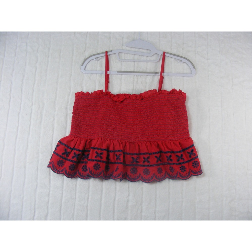 Arizona Tube Top Women XL Red Excellent Smocked Embroidered Straps Camisole